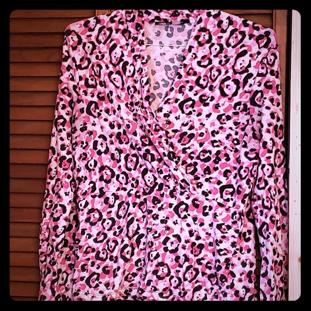 Long sleeve faux wrap top